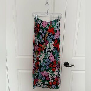 Old Navy small tall floral multi midi skirt slit NWT